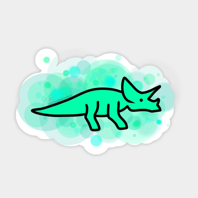 Turquoise Triceratops Rainbow Dinosaurs Series Sticker by CelticDragoness